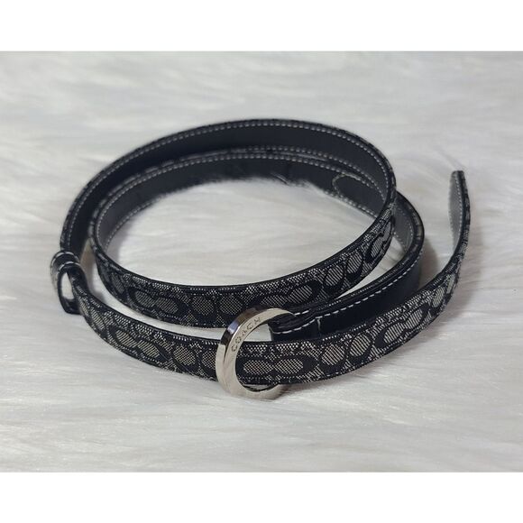 Vintage Coach Monogram Canvas Leather Waist Belt - Picture 1 of 7